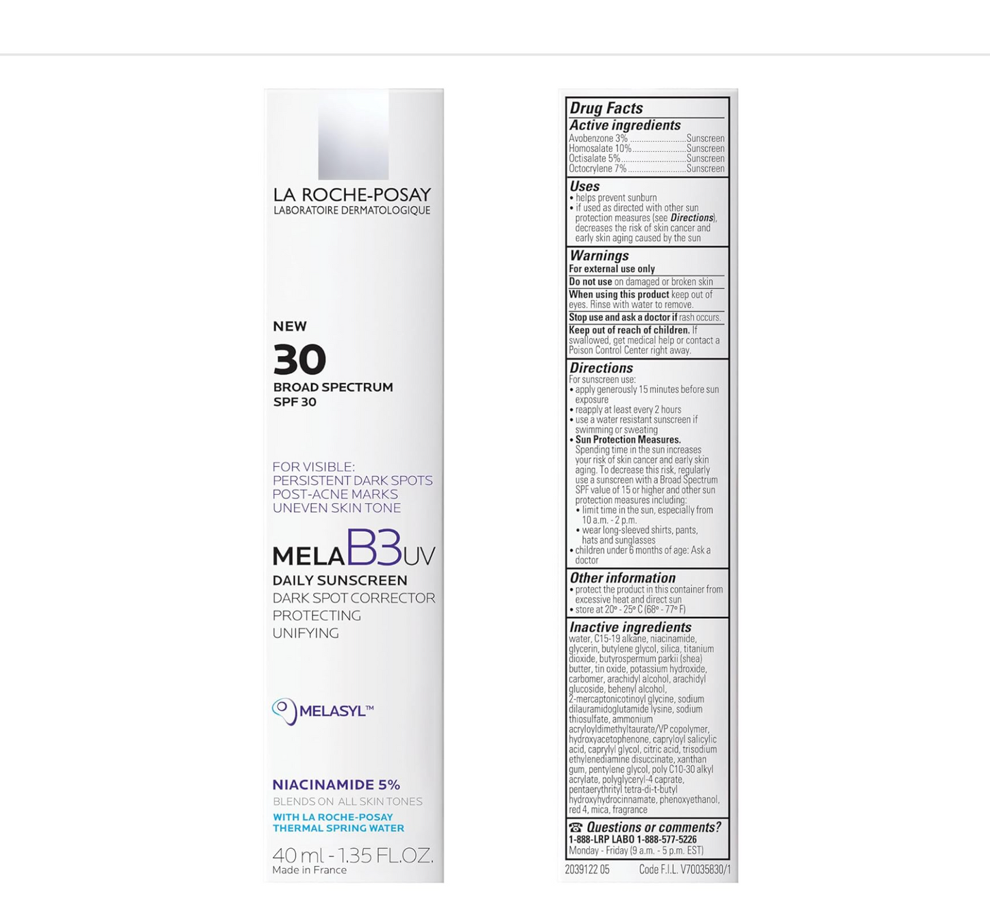 La Roche-Posay: Mela B3 Sunscreen & Face Moisturizer (40mL)