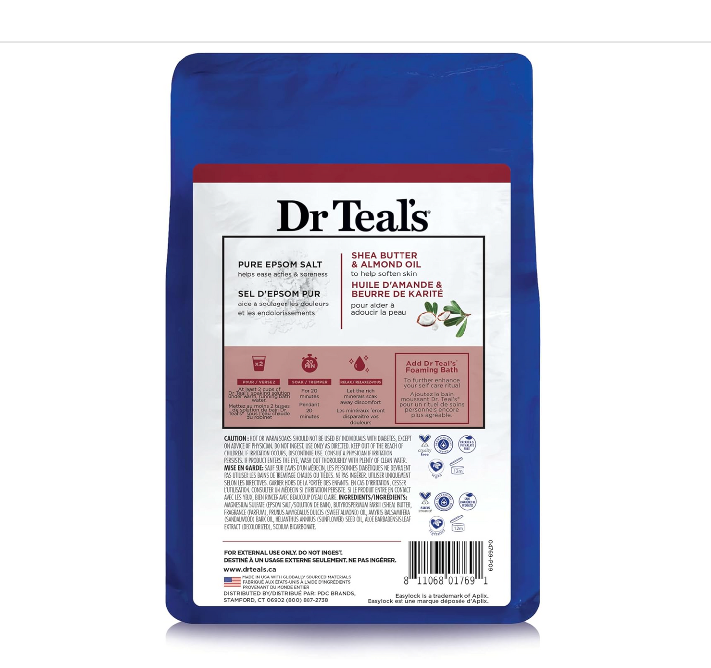 Dr Teal's: Pure Epsom Salt with Shea Butter & Almond Oil (3lbs)
