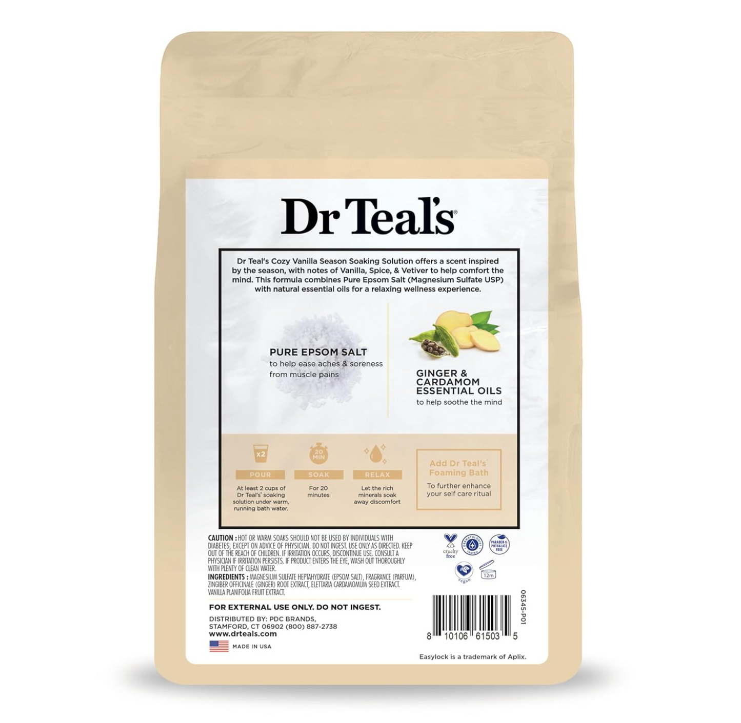 Dr Teal's: Pure Epsom Salt Magnesium Soak with Cozy Vanilla Season (3lbs)