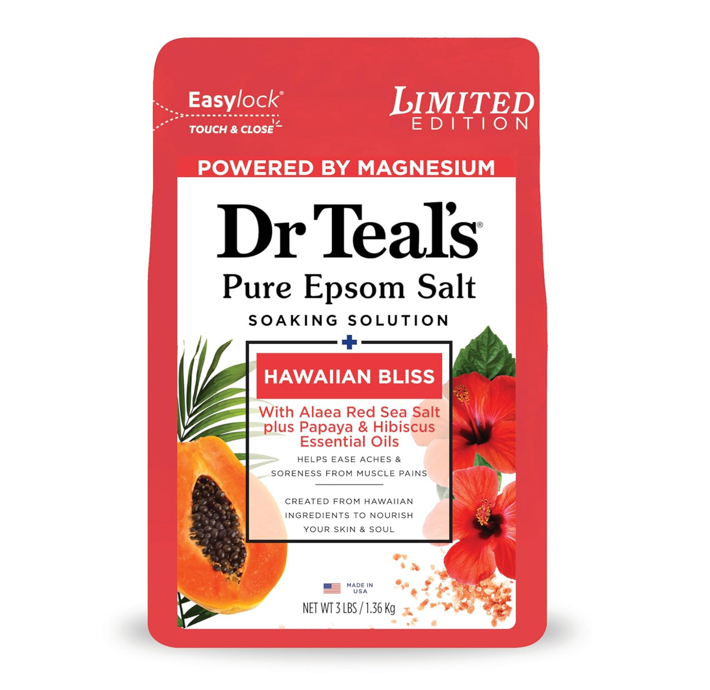 Dr Teal's: Pure Epsom Mineral Soak with Hawaiian Bliss (3lbs)