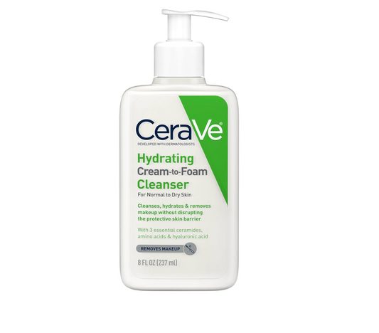 CERAVE: Hydrating Cream-to-Foam Cleanser (Normal to Dry Skin) 355mL