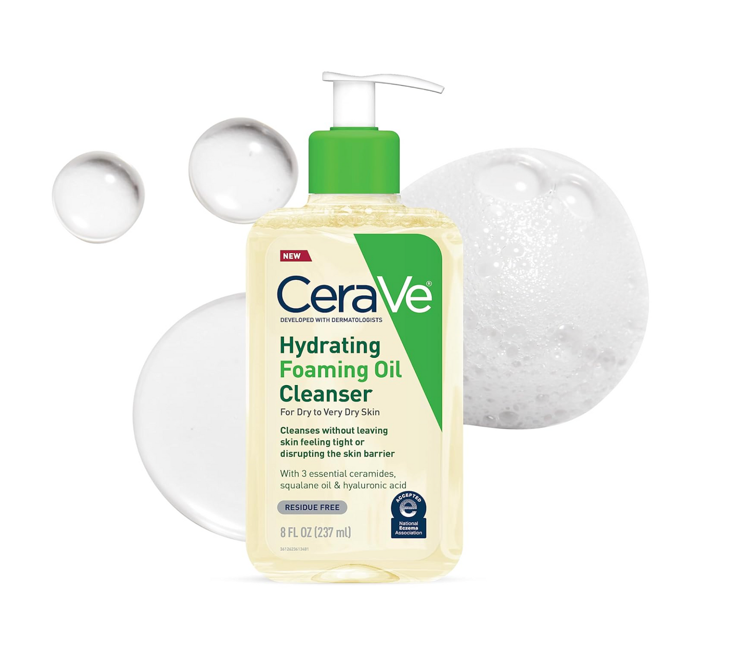CERAVE: Hydrating Foaming Oil Cleanser (Dry to Very Dry Skin) 355mL