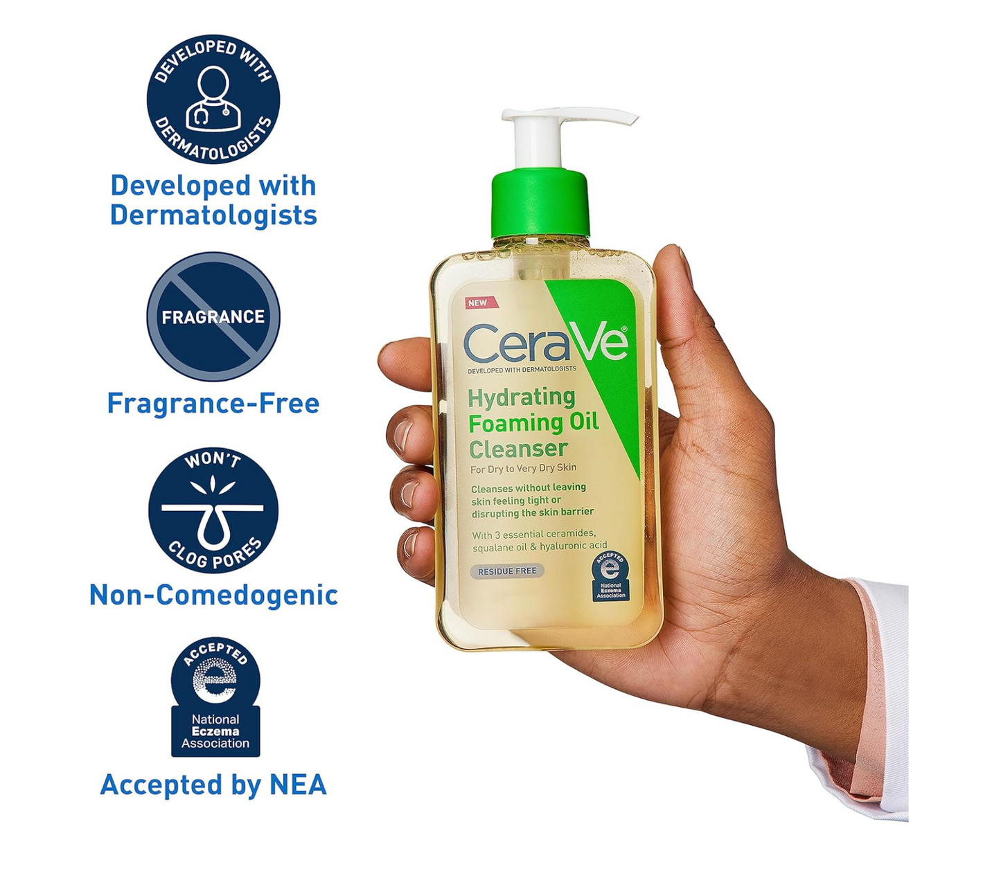 CERAVE: Hydrating Foaming Oil Cleanser (Dry to Very Dry Skin) 355mL