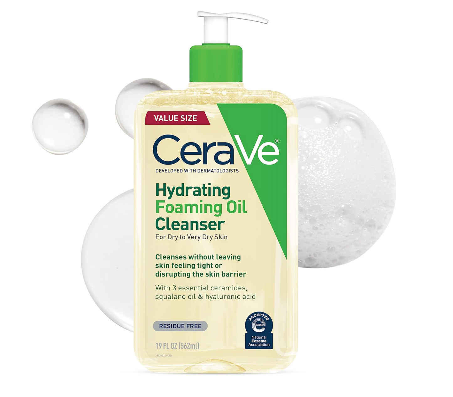 CERAVE: Hydrating Foaming Oil Cleanser (Dry to Very Dry Skin) 562mL