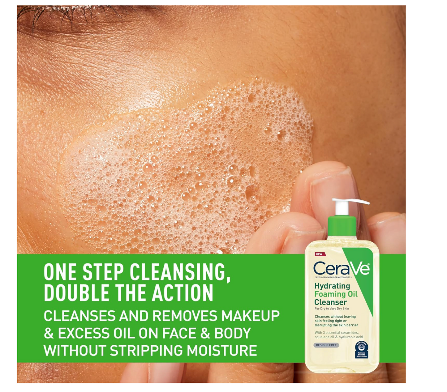 CERAVE: Hydrating Foaming Oil Cleanser (Dry to Very Dry Skin) 562mL