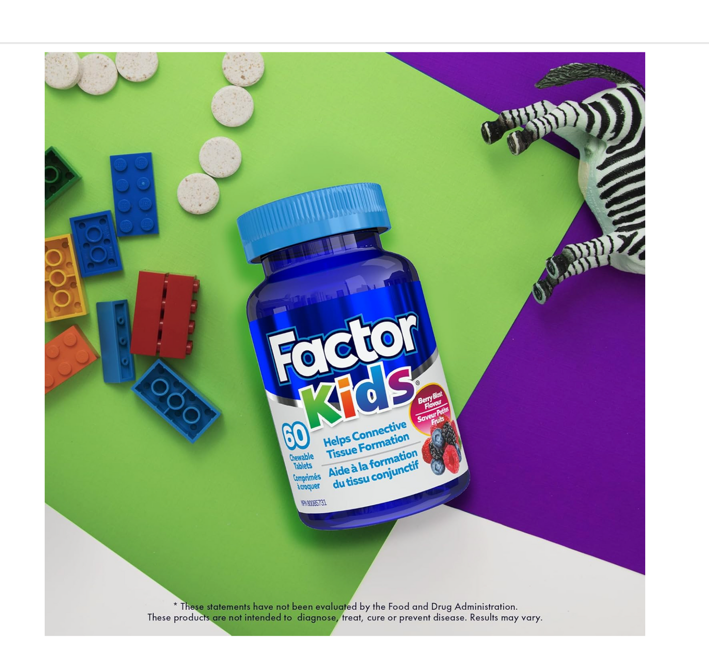 Factor Kids: Daily Chewable Multivitamin (60 Count) with Vitamins B12, C, D3 & L-Tyrosine