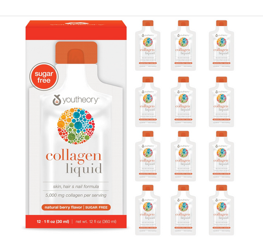 Youtheory Collagen: Liquid Natural Berry Flavour, 12 Single Serving Packets