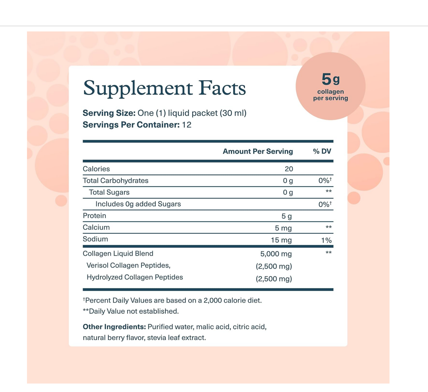 Youtheory Collagen: Liquid Natural Berry Flavour, 12 Single Serving Packets