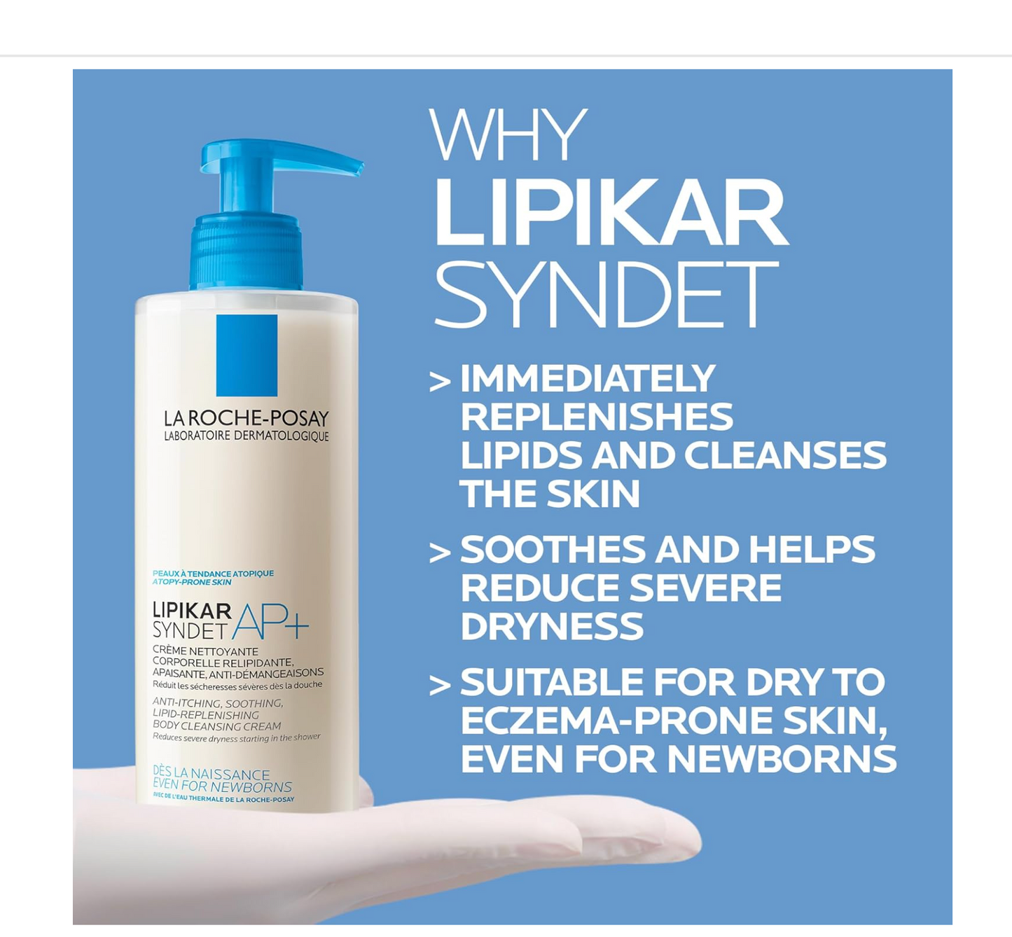 La Roche-Posay:  Lipikar Syndet AP+ Body Wash, Eczema-Prone Skin (400mL)
