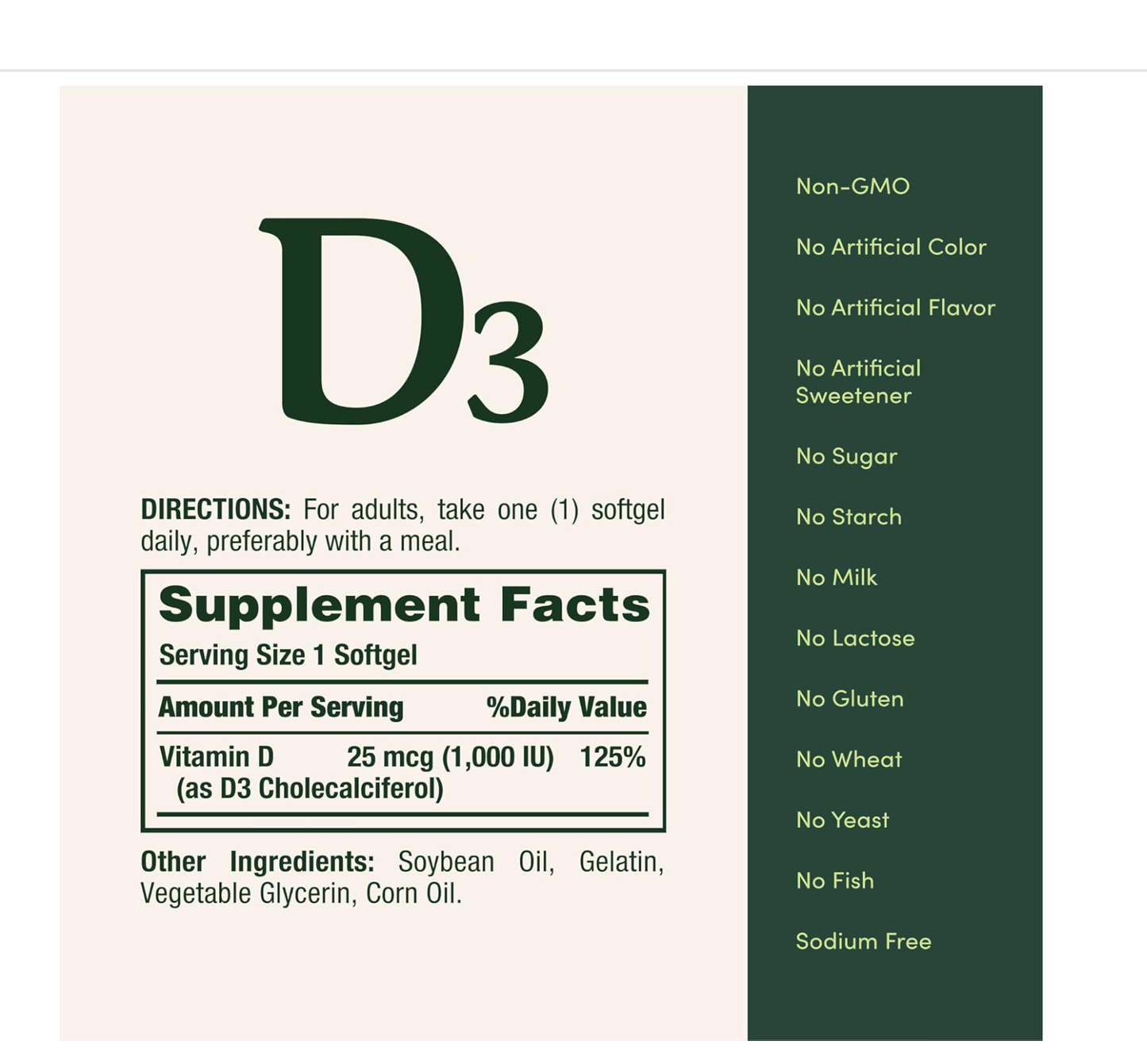 NATURE'S BOUNTY: Vitamin D3, 1000 IU