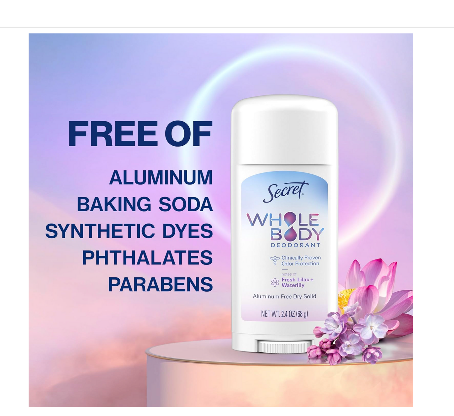 Secret Deodorant: Whole Body (Lilac) 68g