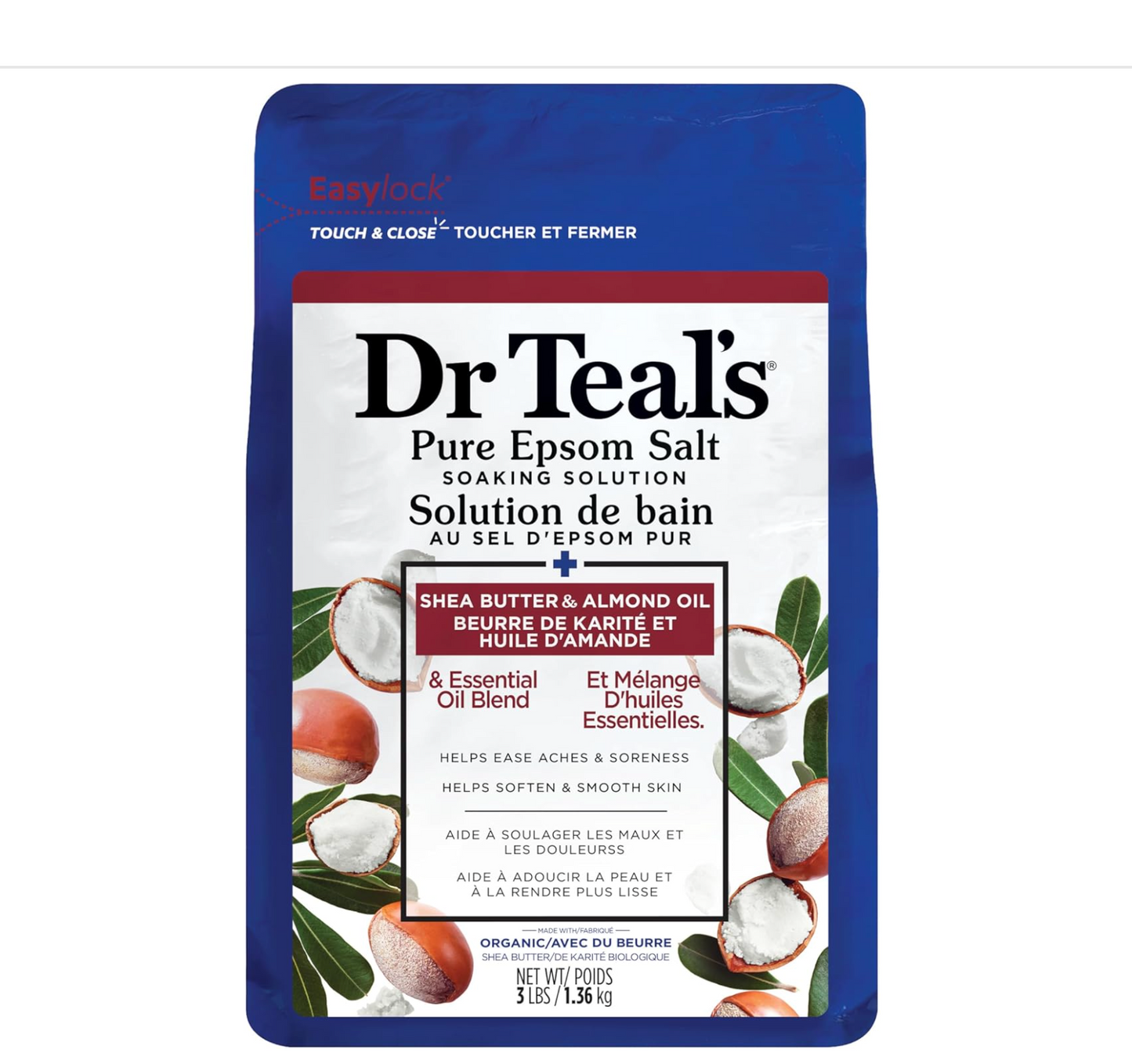 Dr Teal's: Pure Epsom Salt with Shea Butter & Almond Oil (3lbs)