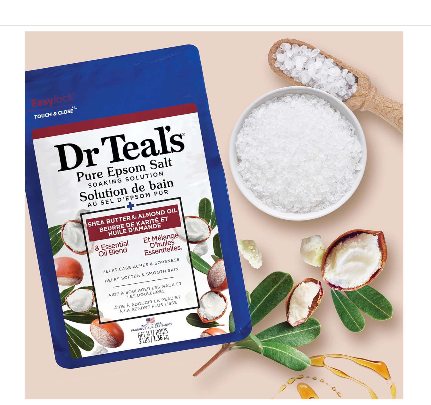 Dr Teal's: Pure Epsom Salt with Shea Butter & Almond Oil (3lbs)