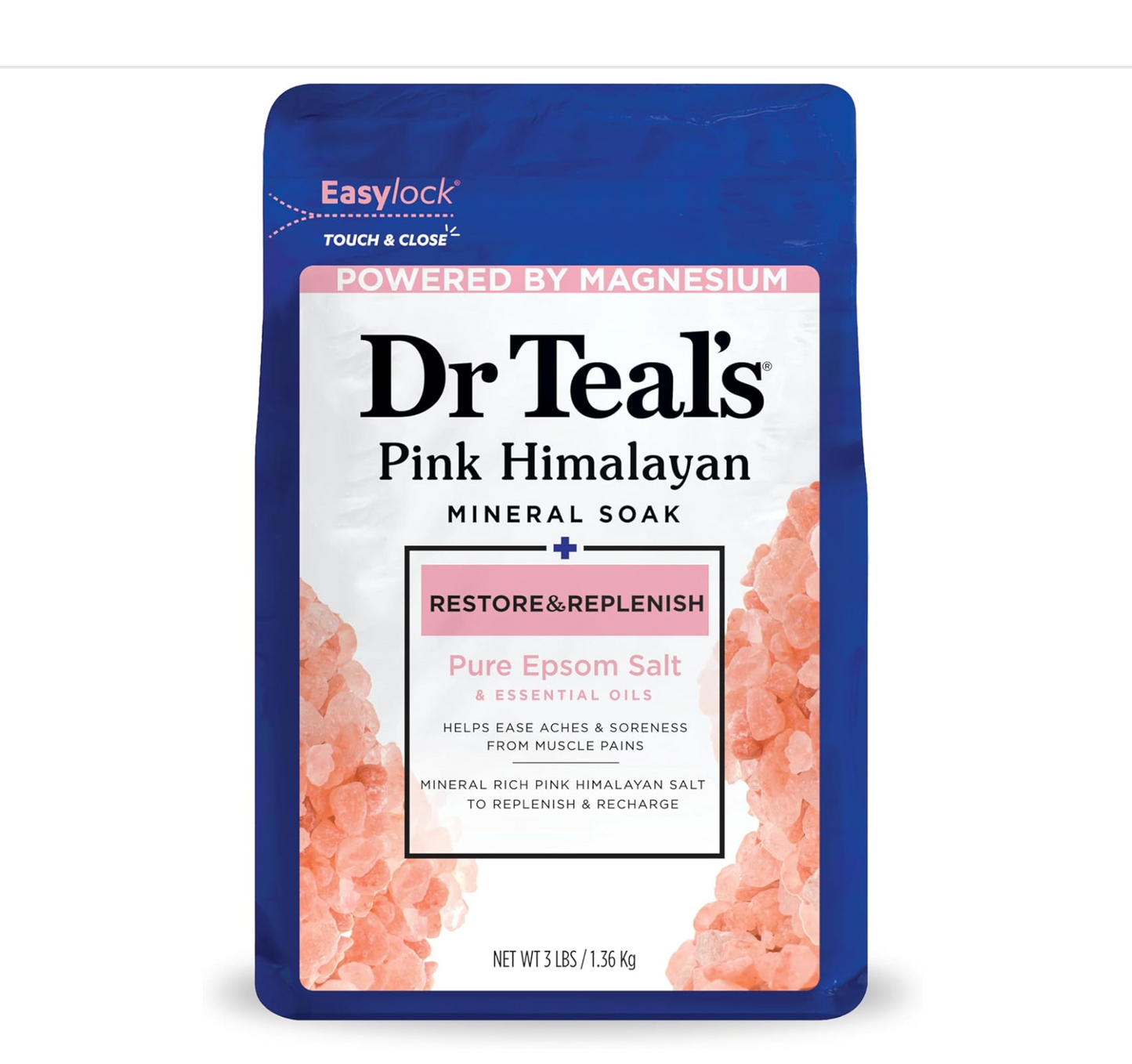 Dr Teal's: Pure Epsom Mineral Soak with Pink Himalayan Salt (3lbs)