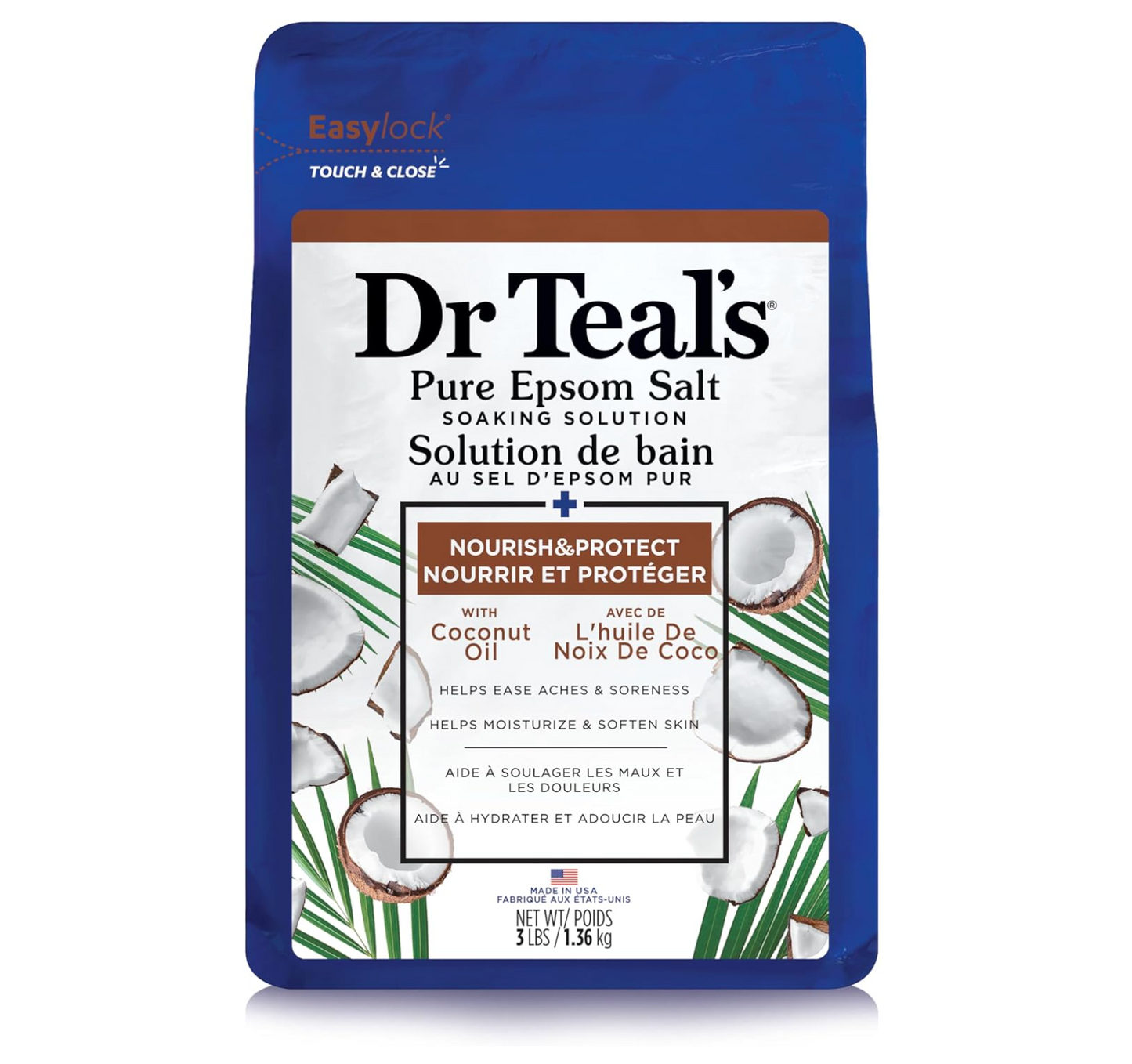 Dr Teal's: Pure Epsom Salt Soak with Coconut Oil (3lbs)