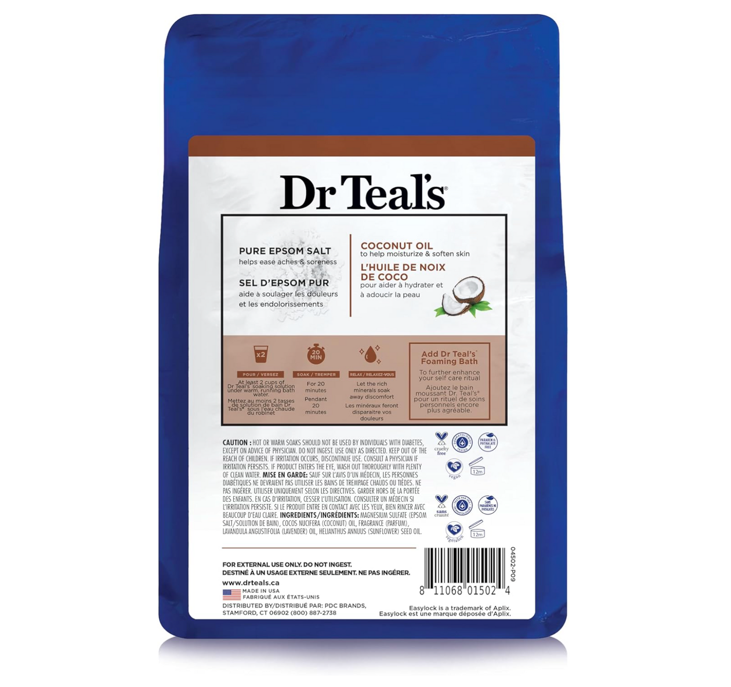 Dr Teal's: Pure Epsom Salt Soak with Coconut Oil (3lbs)