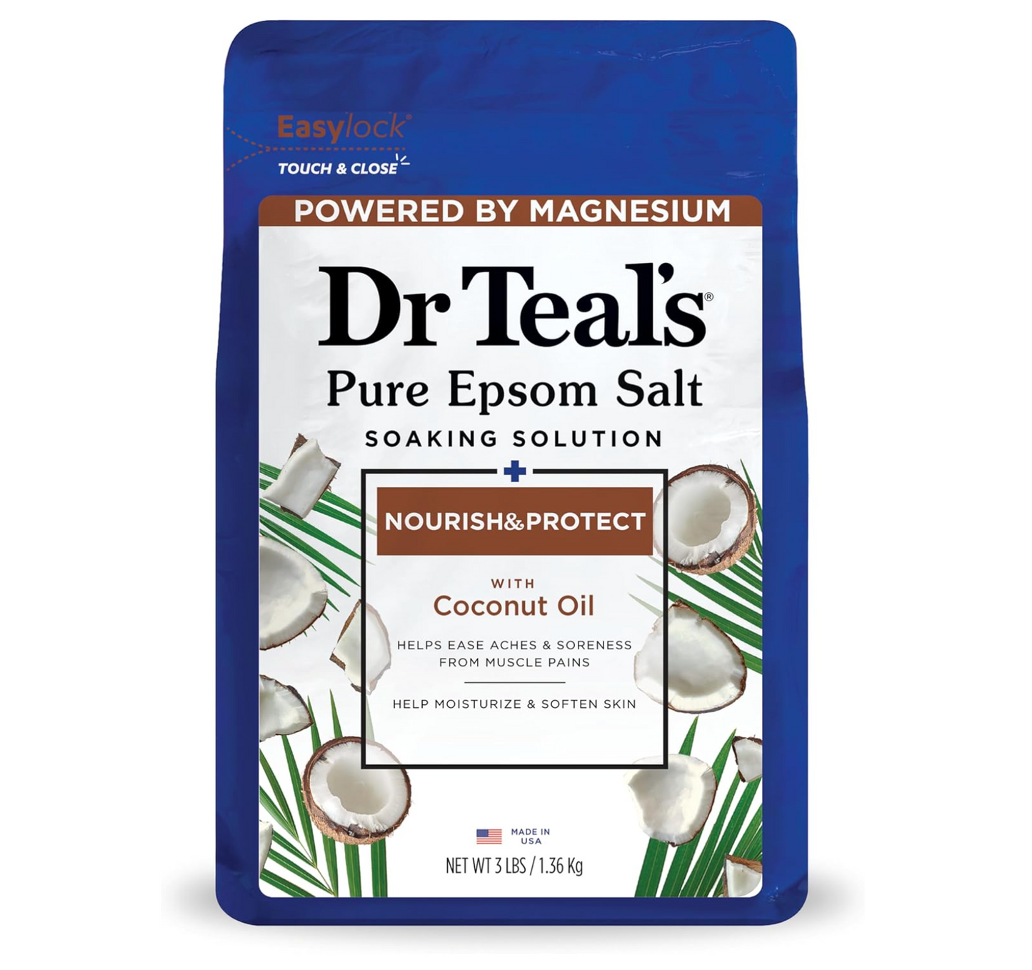 Dr Teal's: Pure Epsom Salt Soak with Coconut Oil (3lbs)