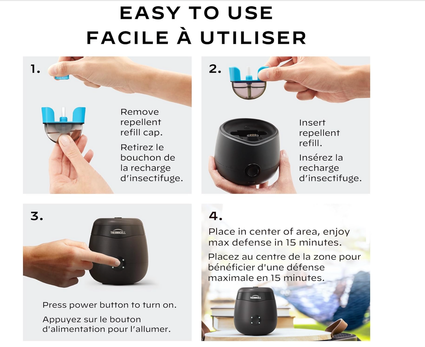 Thermacell Patio Shield Mosquito Repellent E-Series E552CHRCA Rechargeable Repeller