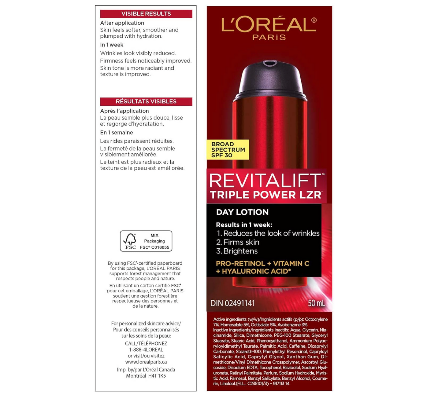 L'Oréal: Revitalift Triple Power LZR Day Lotion (Pro-Retinol + Vitamin C) 50mL