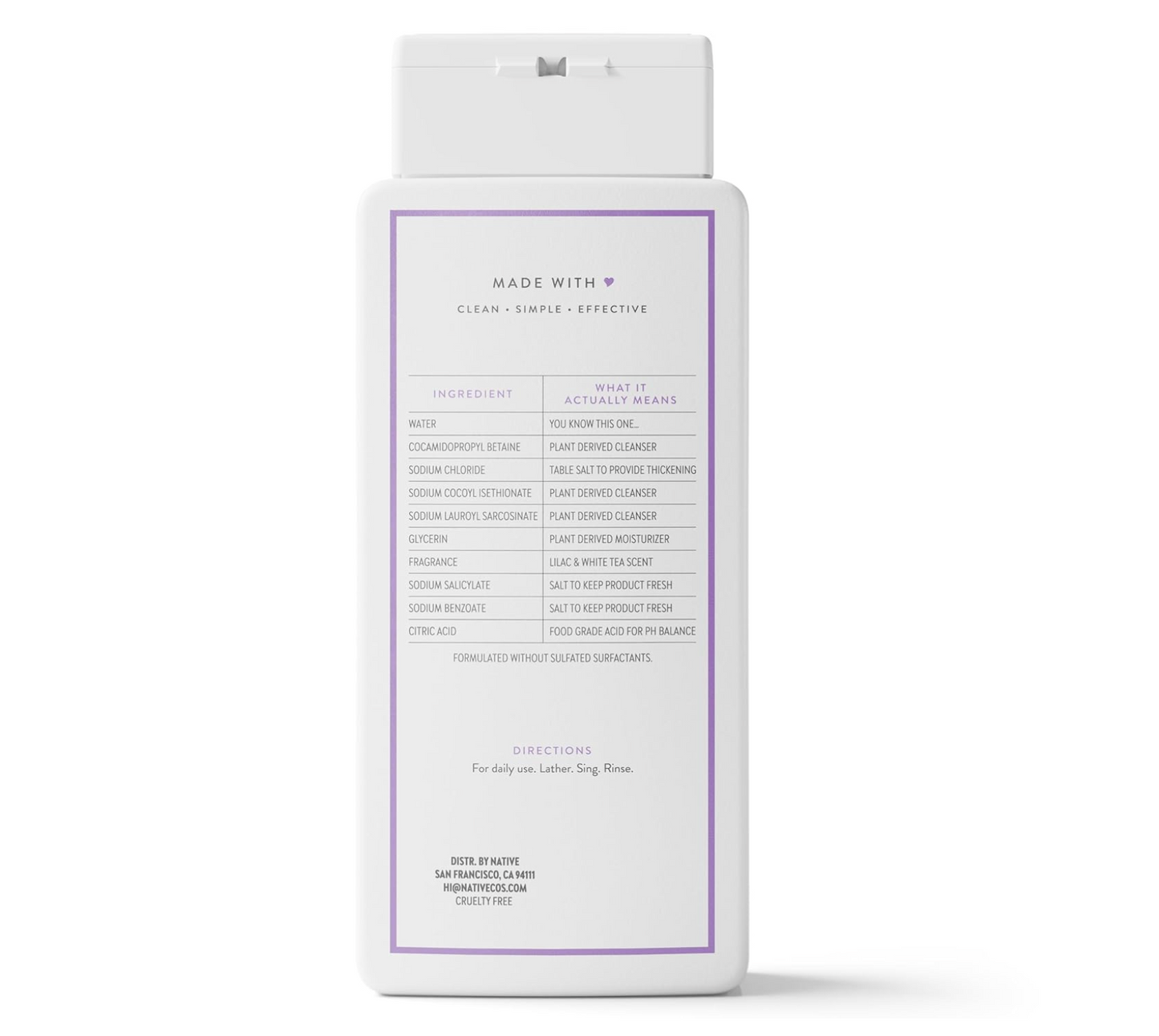 Native Body Wash: Lilac & White Tea