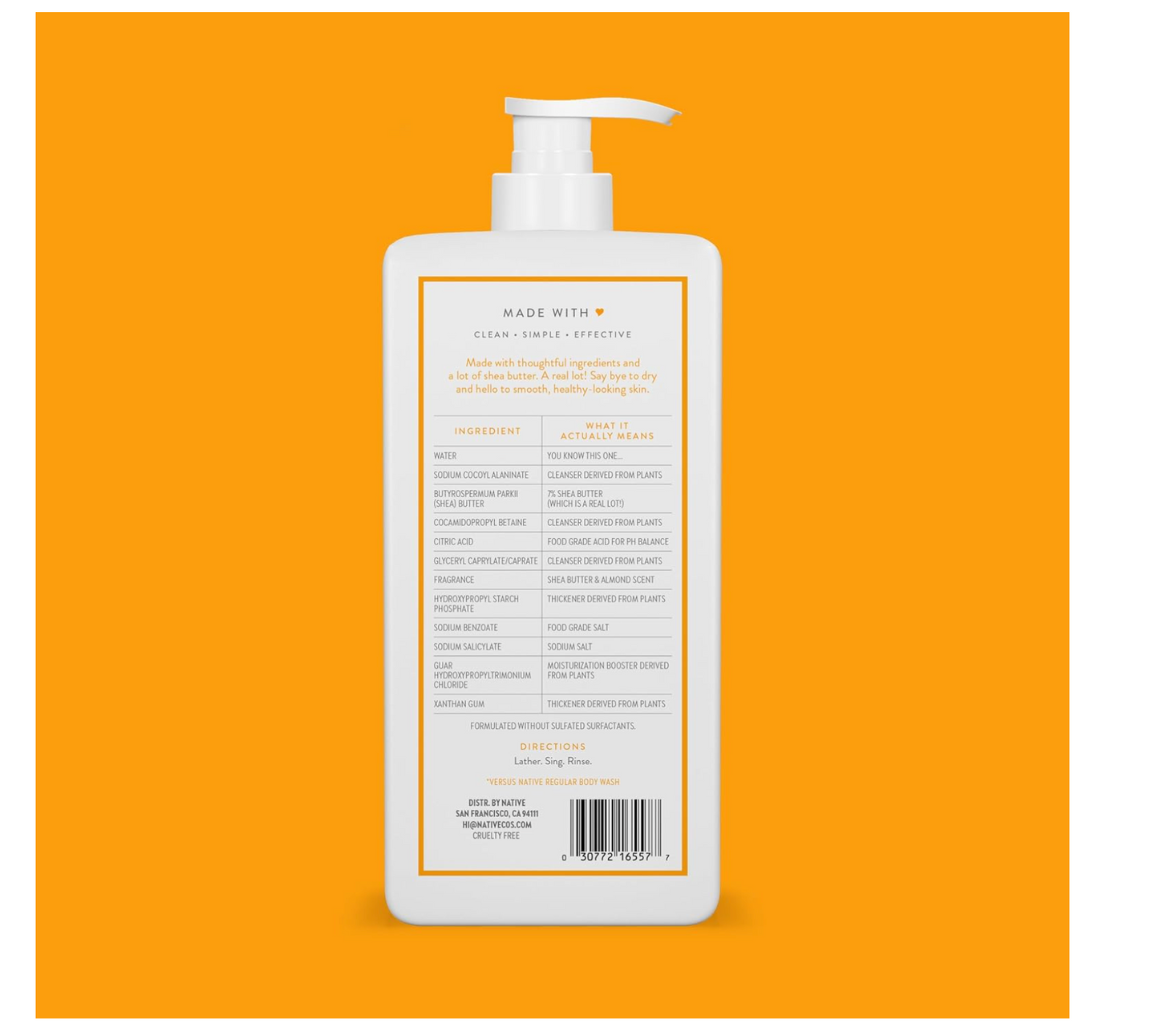 Native Body Wash: Shea Butter & Almond