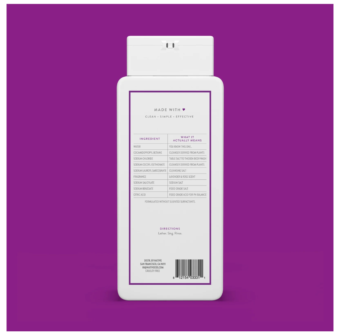 Native Body Wash: Lavender & Rose