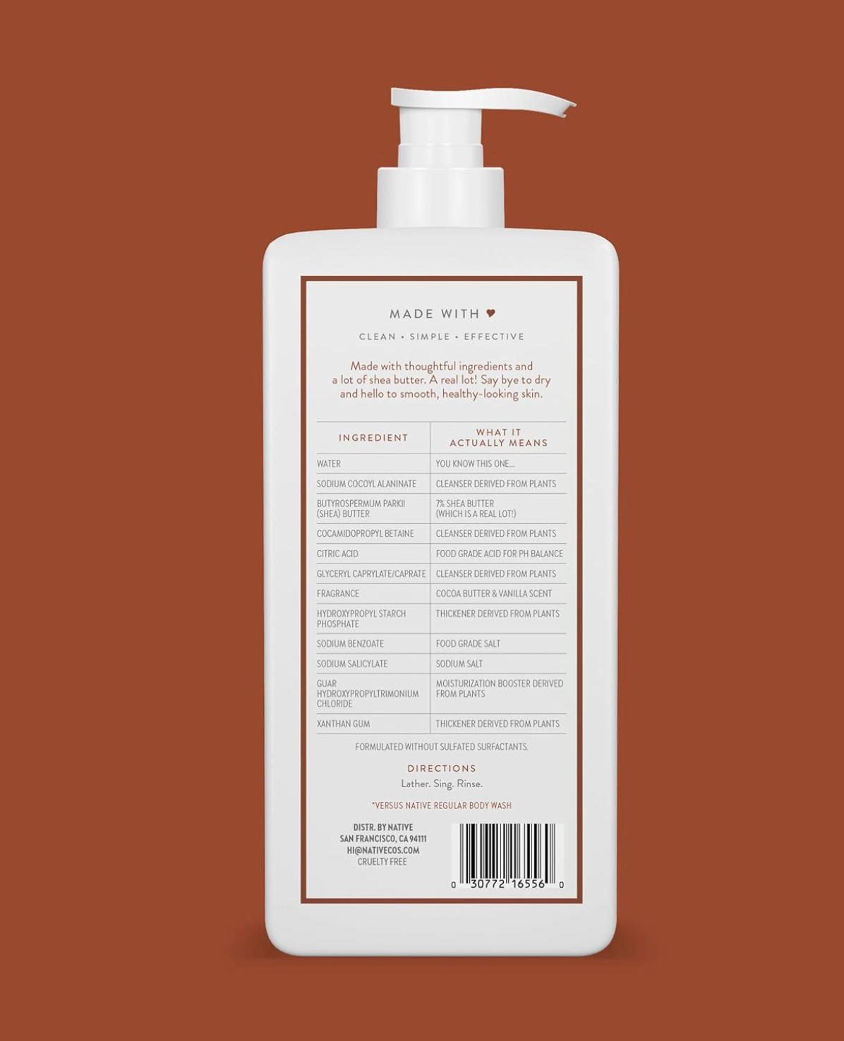 Native Body Wash: Cocoa Butter & Vanilla