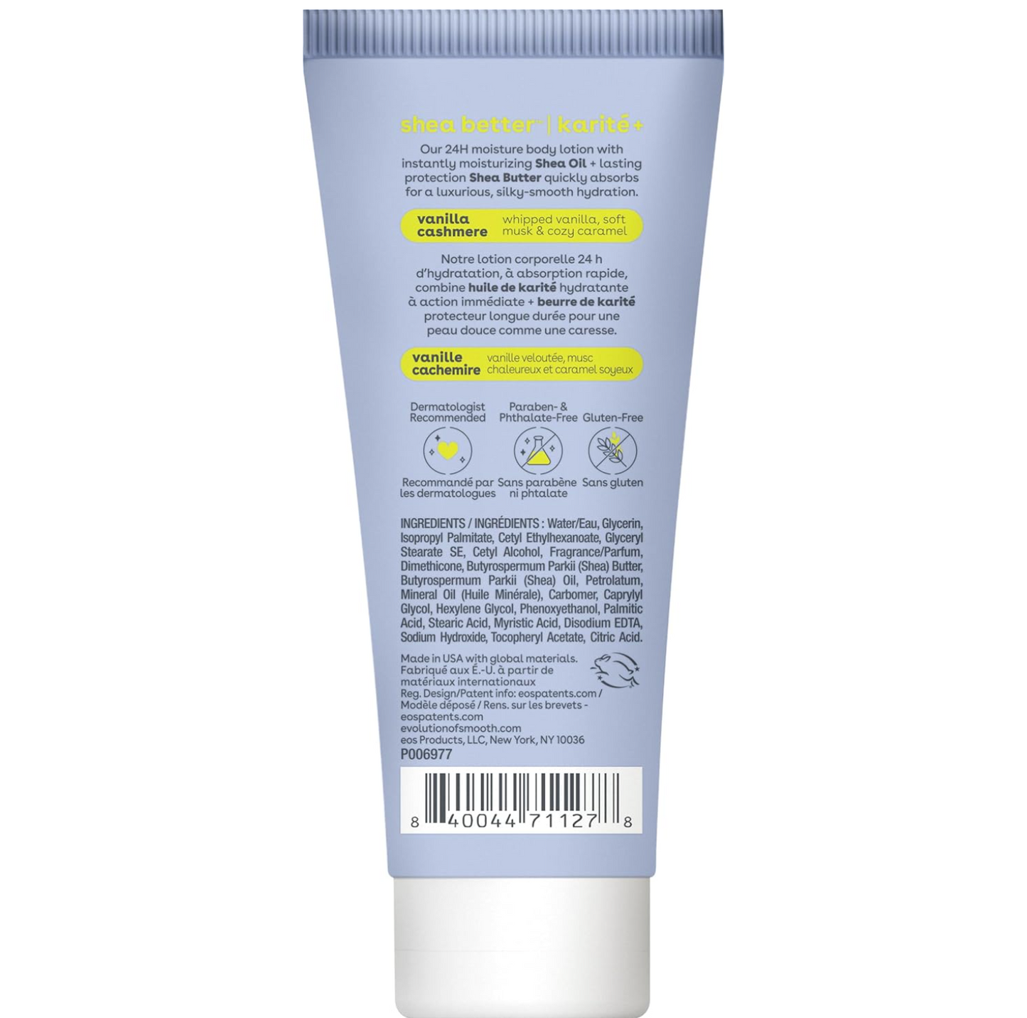 EOS: 24H Moisture Travel Body Lotion, Vanilla Cashmere, 2.5 fl oz