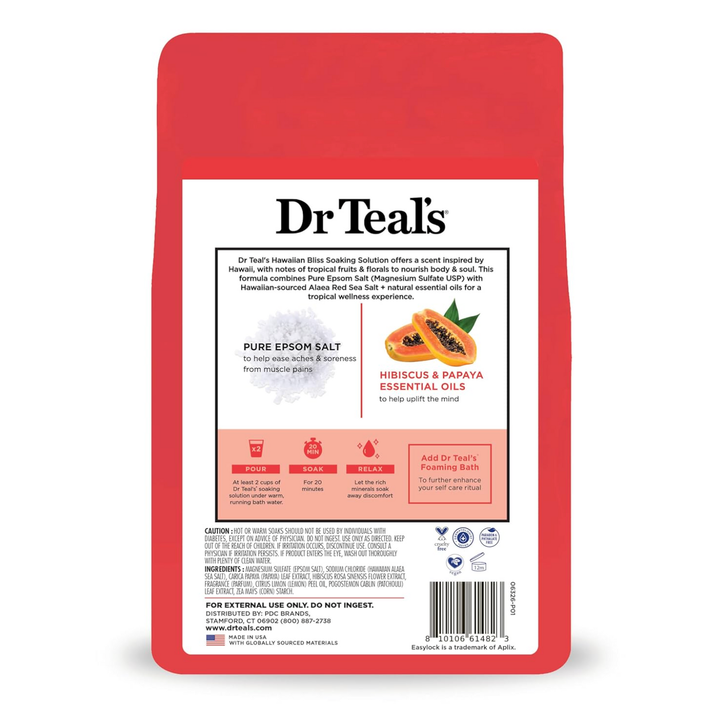 Dr Teal's: Pure Epsom Mineral Soak with Hawaiian Bliss (3lbs)