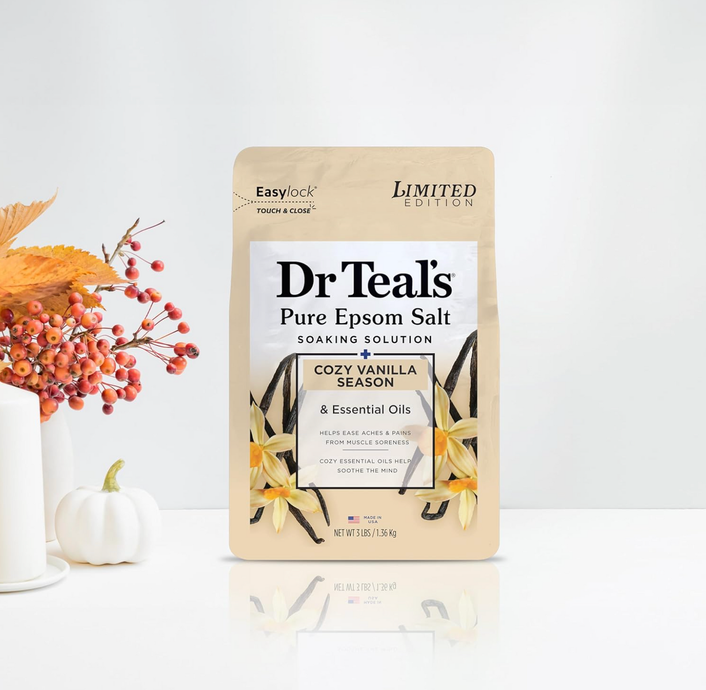 Dr Teal's: Pure Epsom Salt Magnesium Soak with Cozy Vanilla Season (3lbs)