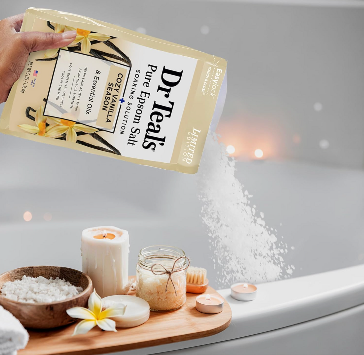 Dr Teal's: Pure Epsom Salt Magnesium Soak with Cozy Vanilla Season (3lbs)