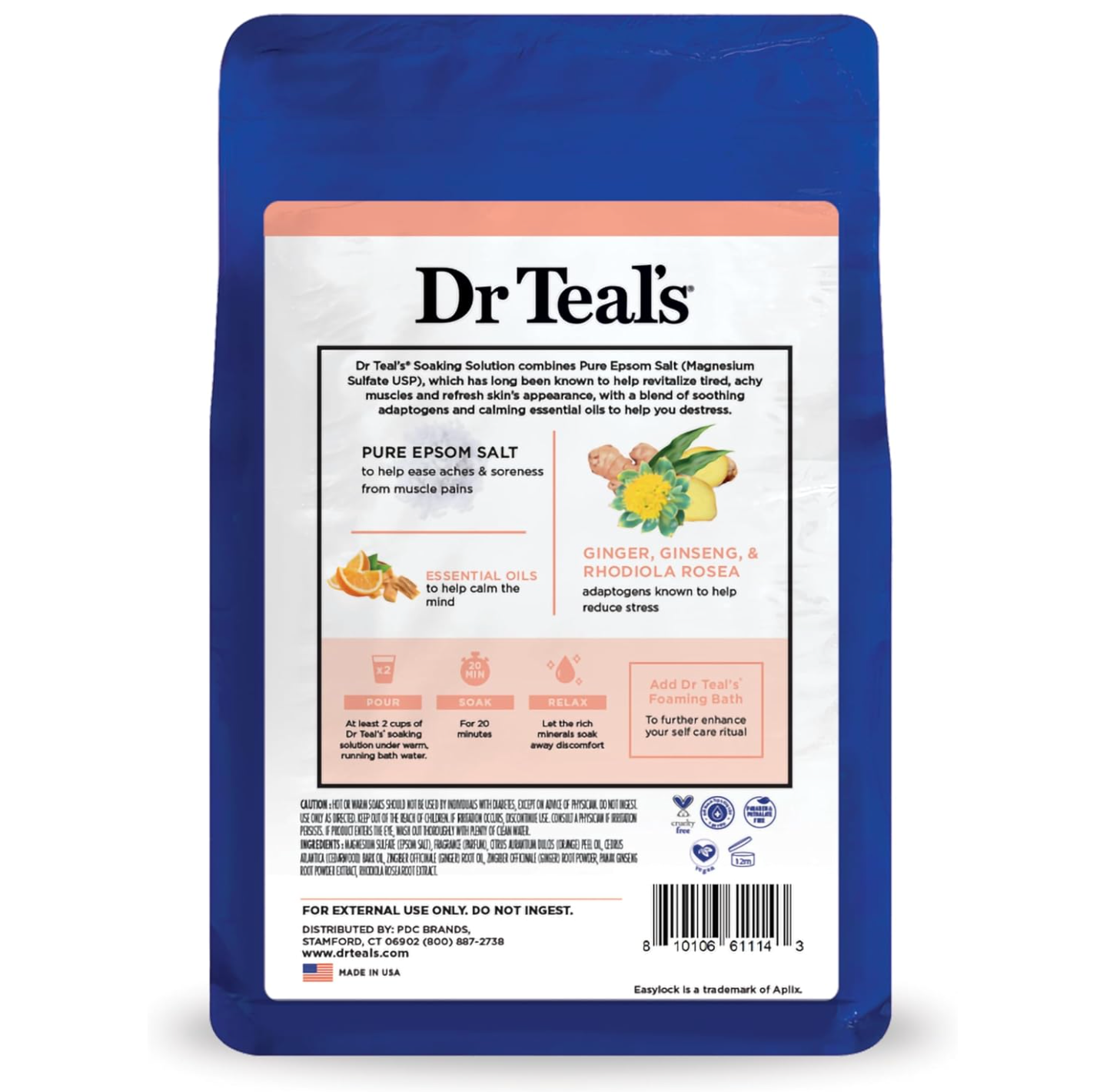 Dr Teal's: Pure Epsom Mineral Soak, Stress Relief with Essential Oils (3lbs)
