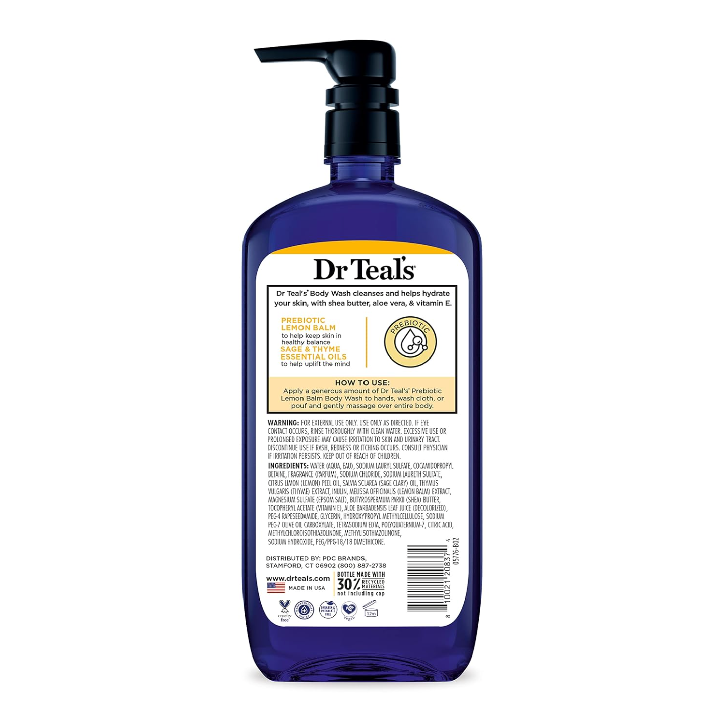 Dr Teal's Body Wash: Prebiotic Lemon Balm & Sage