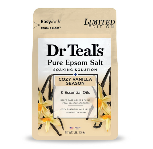 Dr Teal's: Pure Epsom Salt Magnesium Soak with Cozy Vanilla Season (3lbs)